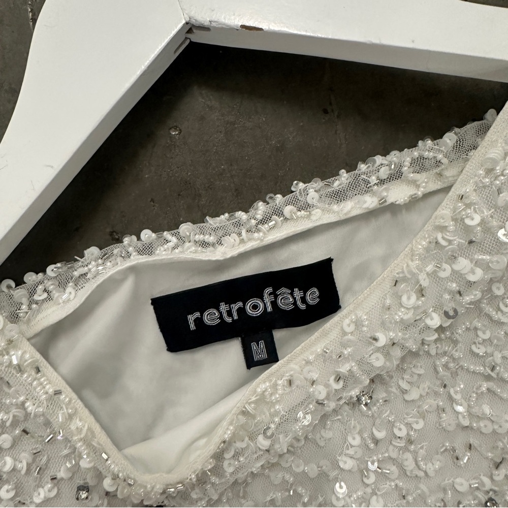 Retrofete Carnegie Sequin Dress in Crystal White Size Medium - Picture 3 of 3